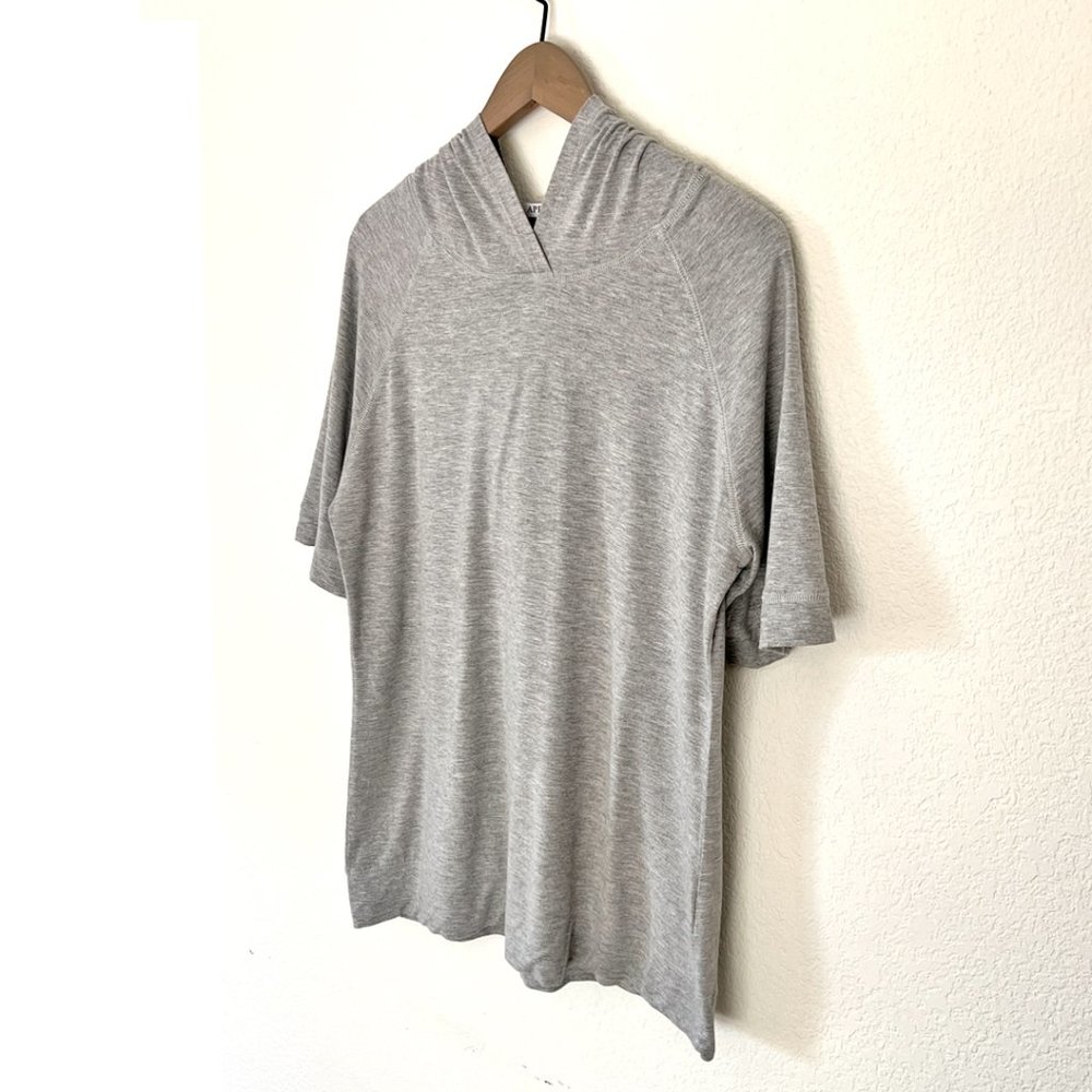 Light Gray Short Sleeve Hoodie by April, Size Large